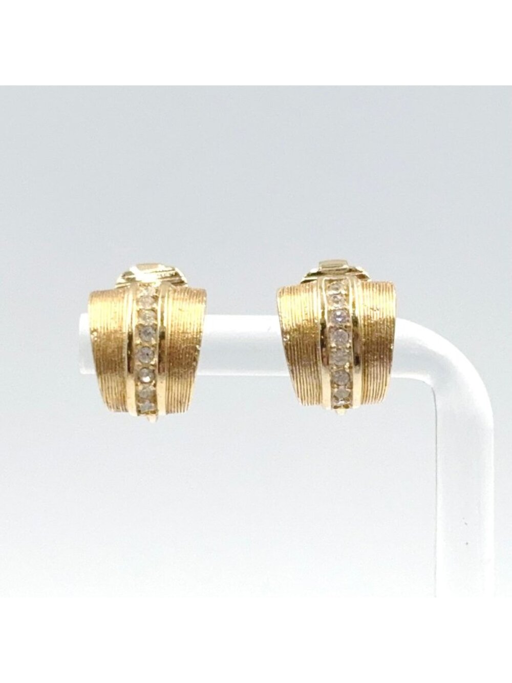 Dior Vintage Rhinestone Clear Gold Earrings